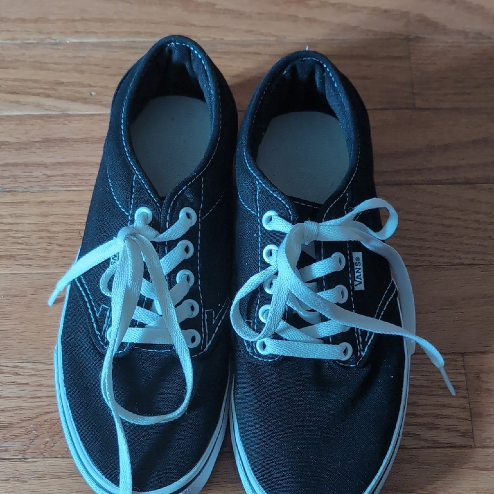 Vans Black Canvas Sneakers with White Accents